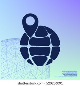 pin on globe icon vector illustration