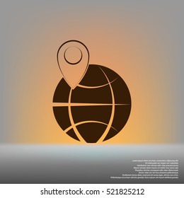 pin on globe icon vector illustration