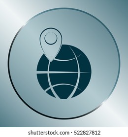 pin on globe icon vector illustration