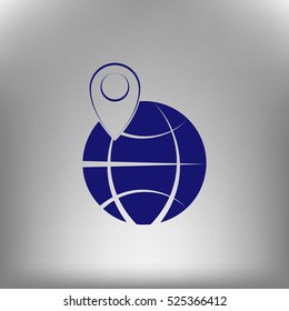 pin on globe icon vector illustration