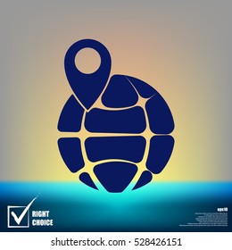 pin on globe icon vector illustration