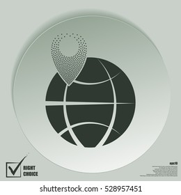 pin on globe icon vector illustration