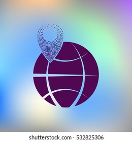 pin on globe icon vector illustration