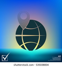 pin on globe icon vector illustration