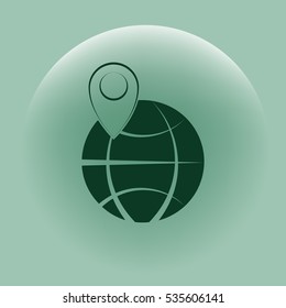 pin on globe icon vector illustration