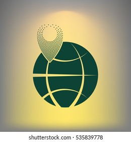 pin on globe icon vector illustration
