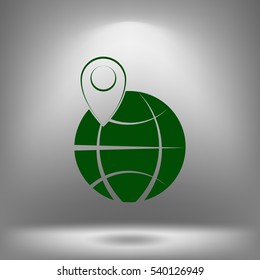 pin on globe icon vector illustration