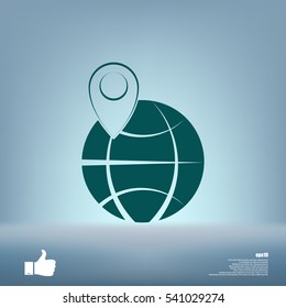 pin on globe icon vector illustration