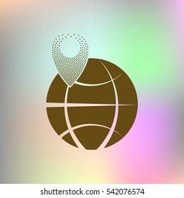 pin on globe icon vector illustration
