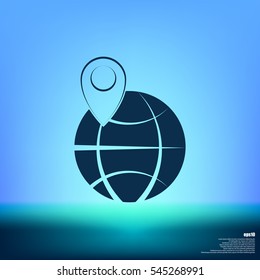 pin on globe icon vector illustration