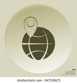 pin on globe icon vector illustration