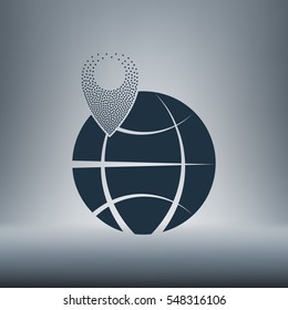 pin on globe icon vector illustration