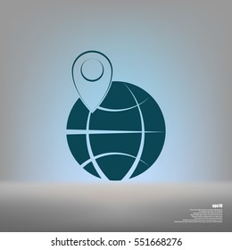 pin on globe icon vector illustration