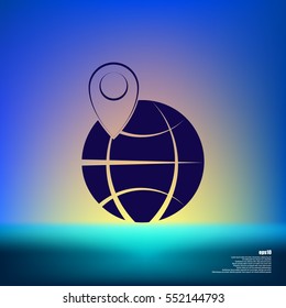 pin on globe icon vector illustration