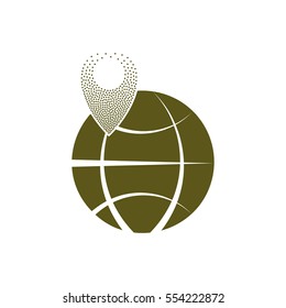 pin on globe icon vector illustration