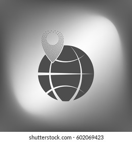 pin on globe icon vector illustration