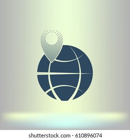 pin on globe icon vector illustration