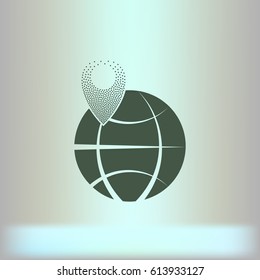 pin on globe icon vector illustration