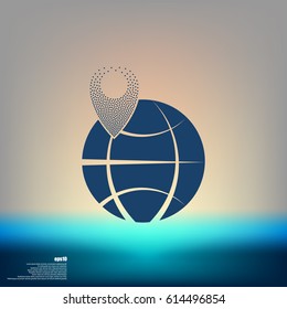 pin on globe icon vector illustration
