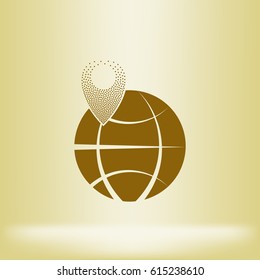 pin on globe icon vector illustration