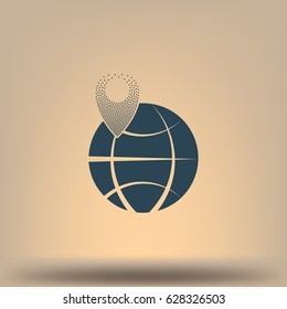 pin on globe icon vector illustration