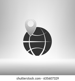 pin on globe icon vector illustration