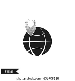 pin on globe icon vector illustration