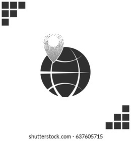 pin on globe icon vector illustration