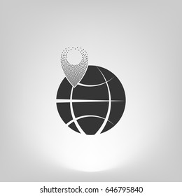 pin on globe icon vector illustration