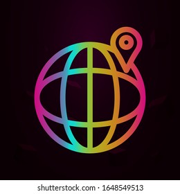 Stift auf dem Nolan-Symbol des Globus. Einfache dünne Linie, Vektorillustration der Navigationssymbole für i und ux, Website oder mobile Anwendungen