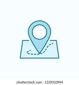 pin on the map 2 colored line icon. Simple colored element illustration. pin on the map outline symbol design from web icons set