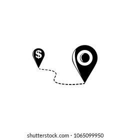 pin on the map and pin a dollar icon. Element of finance illustration. Premium quality graphic design icon. Signs and symbols collection icon for websites, web design, mobile app on white background