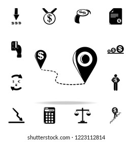 pin on the map and pin a dollar icon. Finance icons universal set for web and mobile