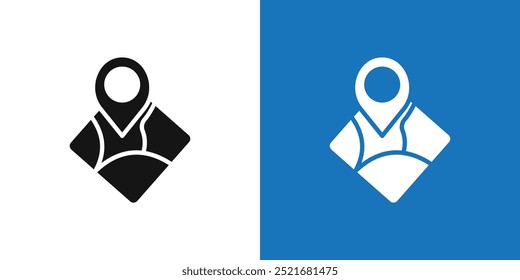 Pin on a map icon Flat vector set outline