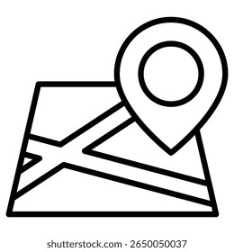 Icono de Pin on Map Logotipo de arte de contorno delgado plano