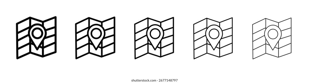 Fixar em um ícone de mapa logotipo do conjunto de ilustrações plana