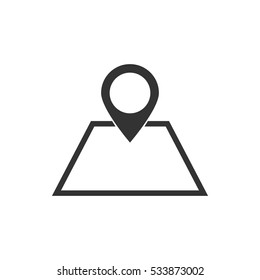 Pin on the map icon flat. Illustration isolated on white background. Vector grey sign symbol