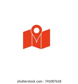 Pin on map icon, location symbol, simple flat design vector