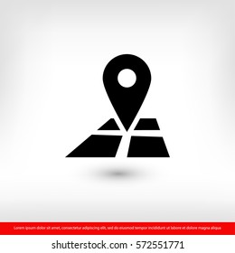 Pin on the map icon. One of set web icons