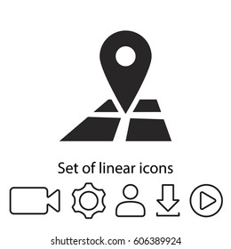 Pin on the map icon. One of set web icons