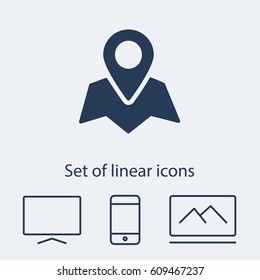 Pin on the map icon. One of set web icons