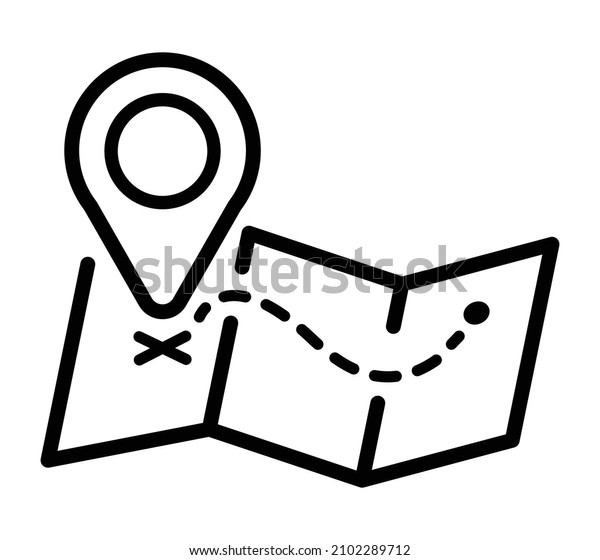 Pin on the map icon. Tourism vacation symbol.\
Travel stock illustration. isolated pictogram on white background.\
Vector eps10