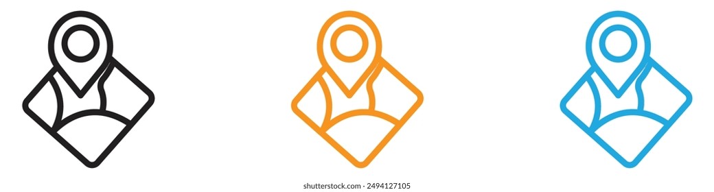 Pin on a map icon vector logo set collection for web app ui