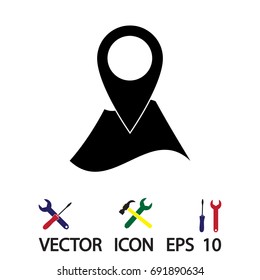 Pin on the map icon, vector best flat icon, EPS