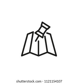 Pin on map line icon. Brochure, booklet, pointer. Location concept. Can be used for topics like navigation, address, destination, travel