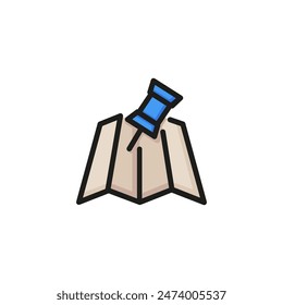 Pin on map line icon. Brochure, booklet, pointer. Location concept. Can be used for topics like navigation, address, destination, travel