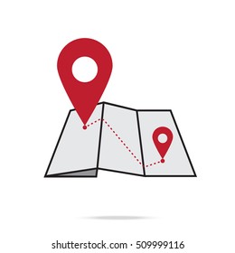 Pin on map line icon, Pin icon outline and solid vector illustration, linear pictogram isolated on gray