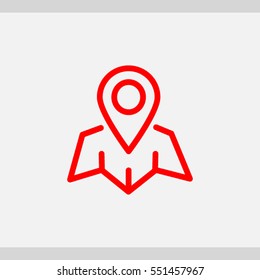 Pin on the map, linear icon. One of a set of linear web icons