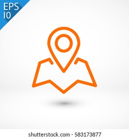 Pin on the map, linear icon. One of a set of linear web icons
