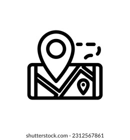 Pin en el mapa. icono de vector de línea de ubicación para sitios web y diseño de esquema minimalista móvil.